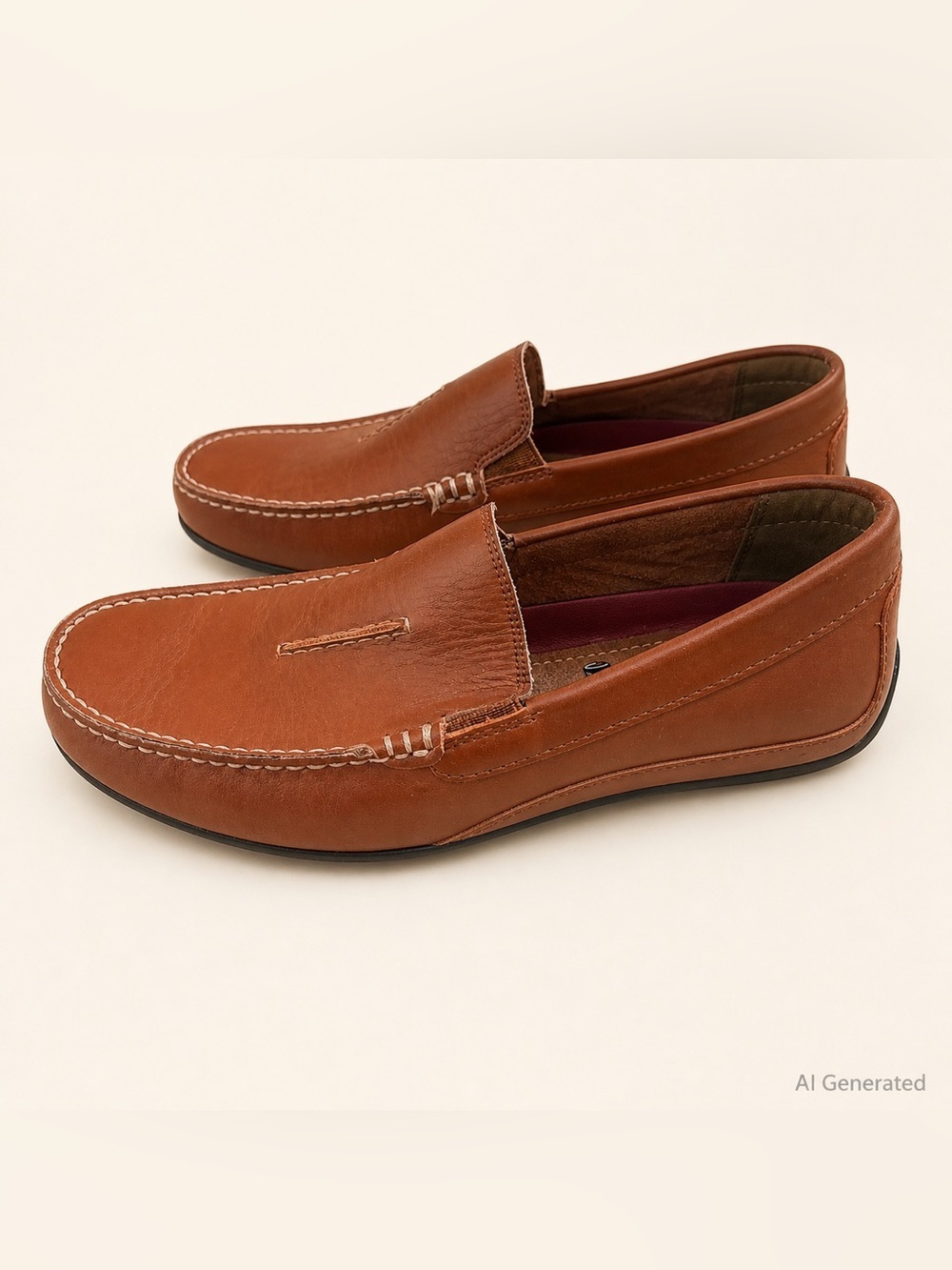Florsheim Tan Leather Slip-On Moccasin Loafers